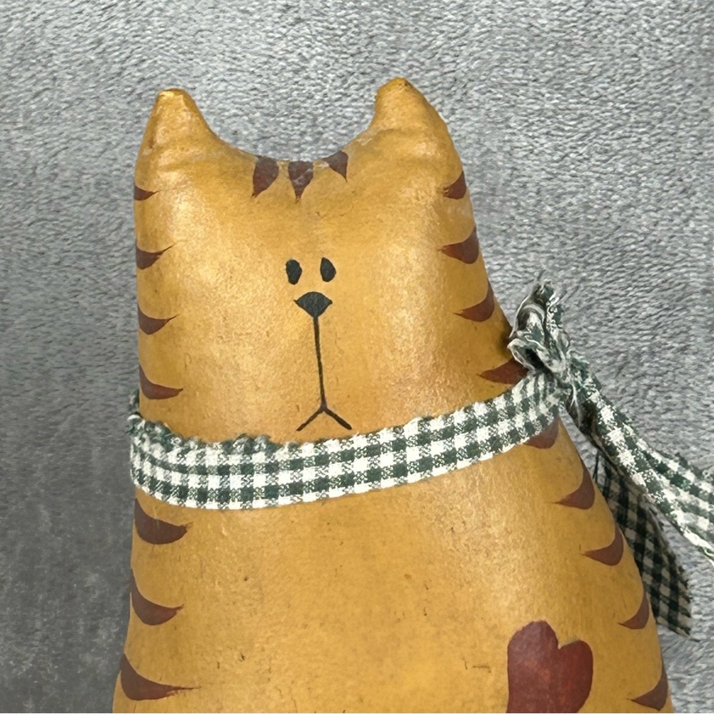 VTG‎ Cat Decor Painted Canvas Stuffed Primitive Cat Shelf Sitter Country Home